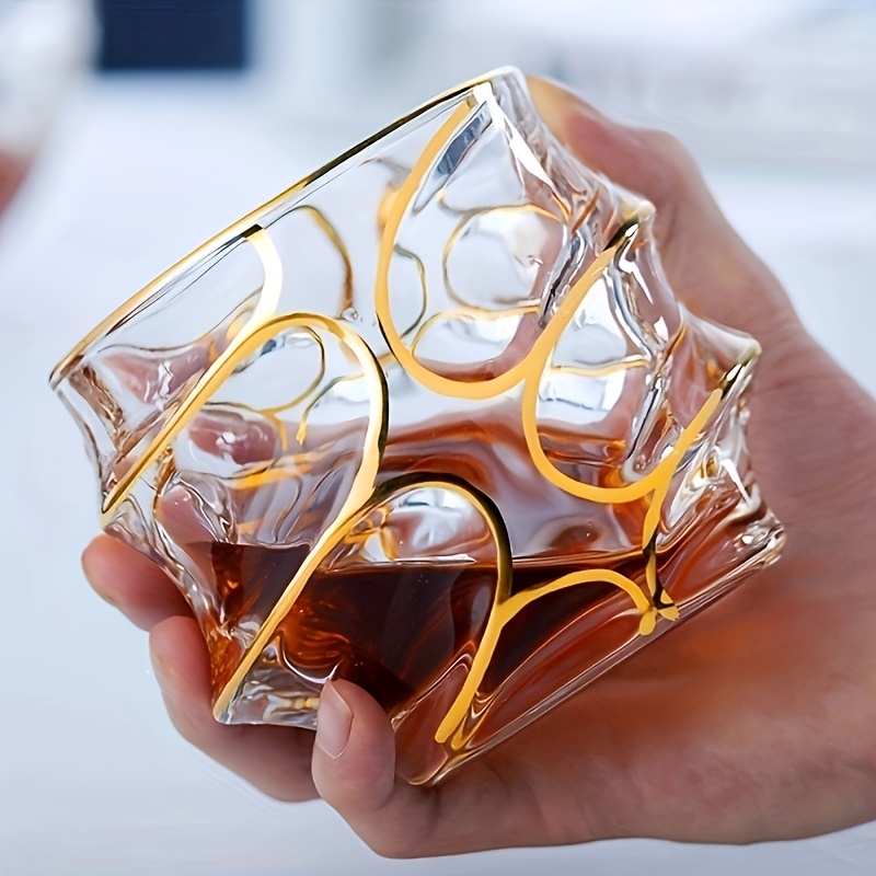 Whisky Beer And Wine - Whiskey Glass Tumbler Golden Line Wine
