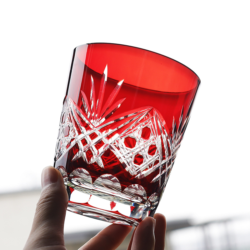 Whisky Beer And Wine - Red Edo Crystal Whisky Glass Japanese