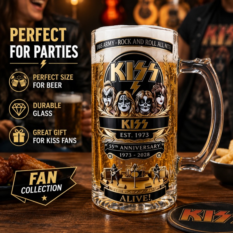 55th Anniversary KISS Rock Ban - Beer Mug Handled 评论和价格