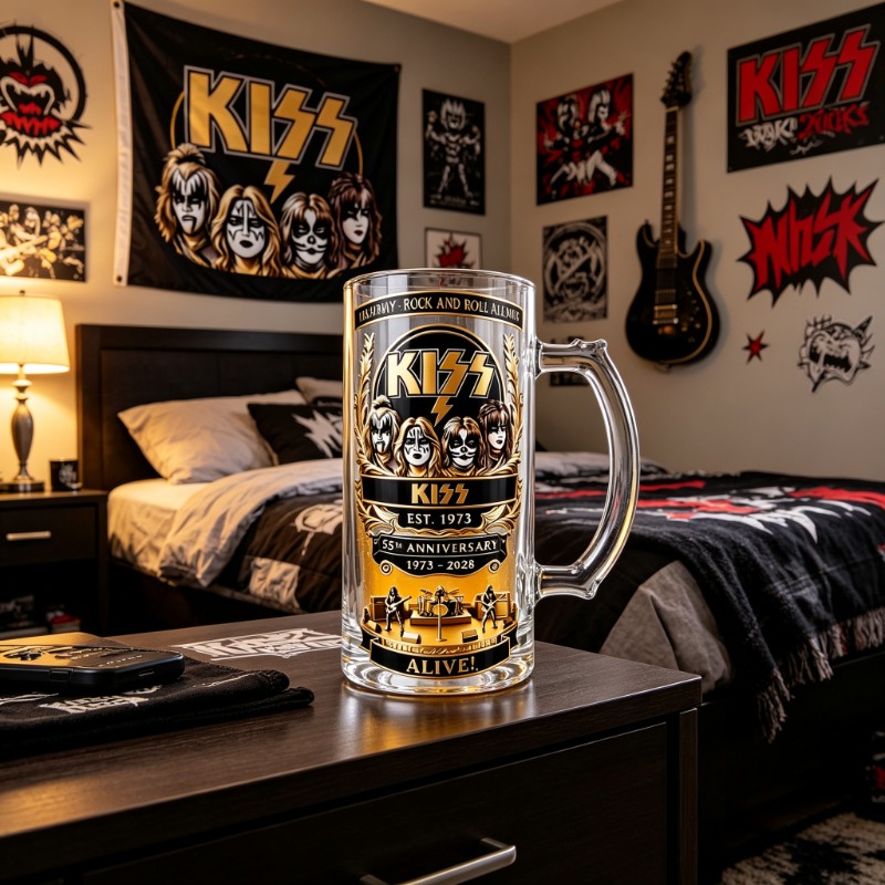 55th Anniversary KISS Rock Ban - Beer Mug Handled 评论和价格