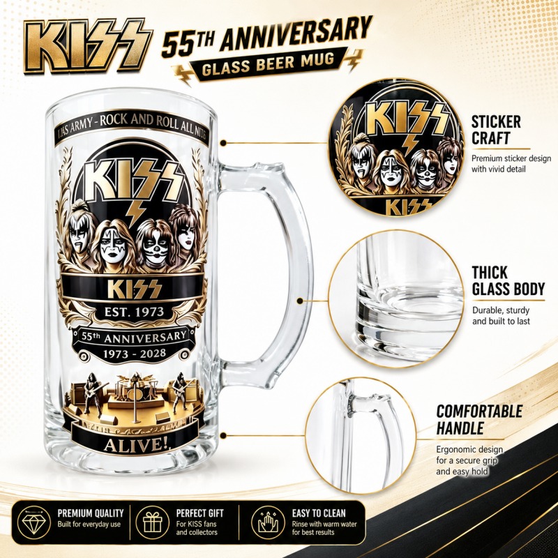55th Anniversary KISS Rock Ban - Beer Mug Handled 评论和价格