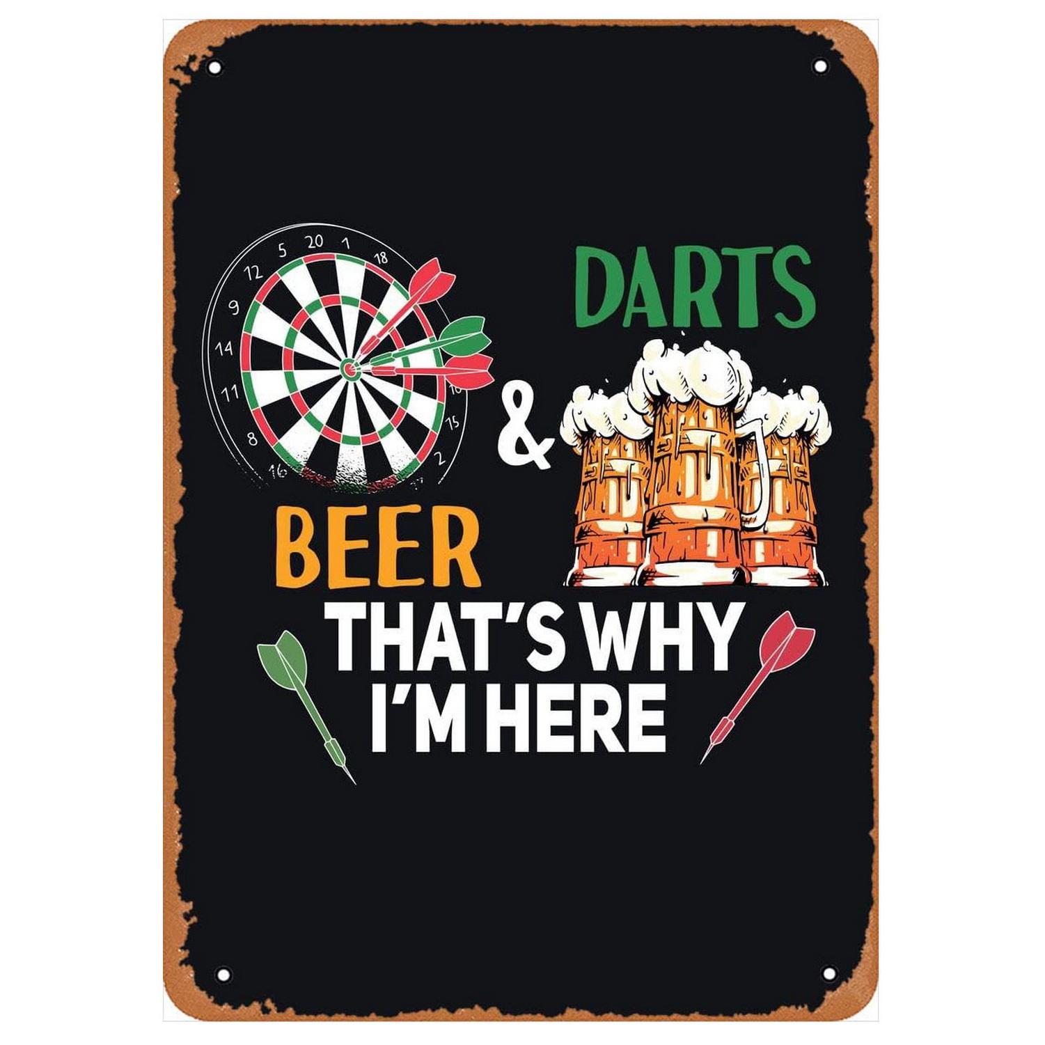 Vintage Darts & Beer Tin Sign, - Wine Tag Label 评论和价格
