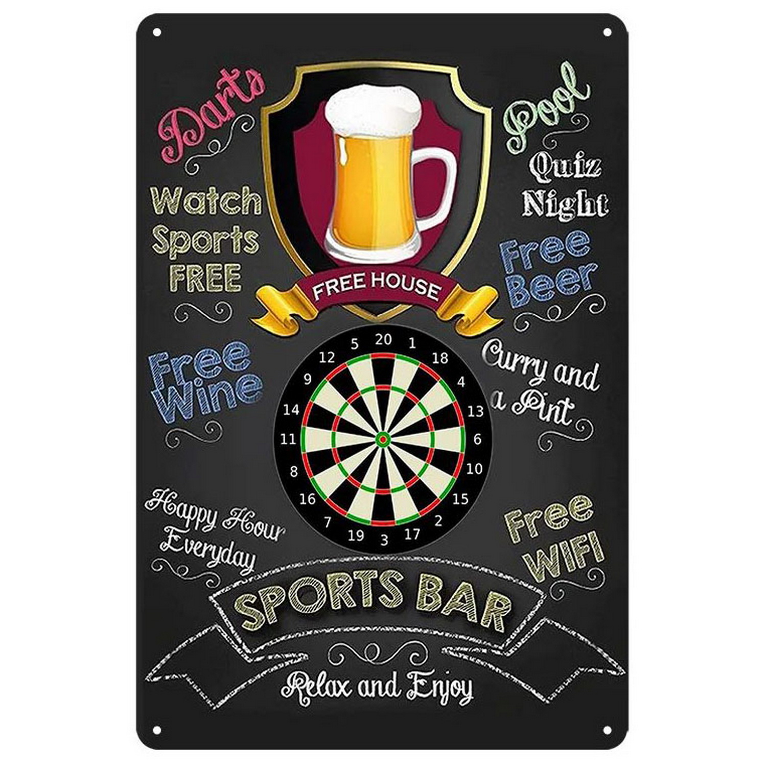 Vintage Darts & Beer Tin Sign, - Wine Tag Label 评论和价格