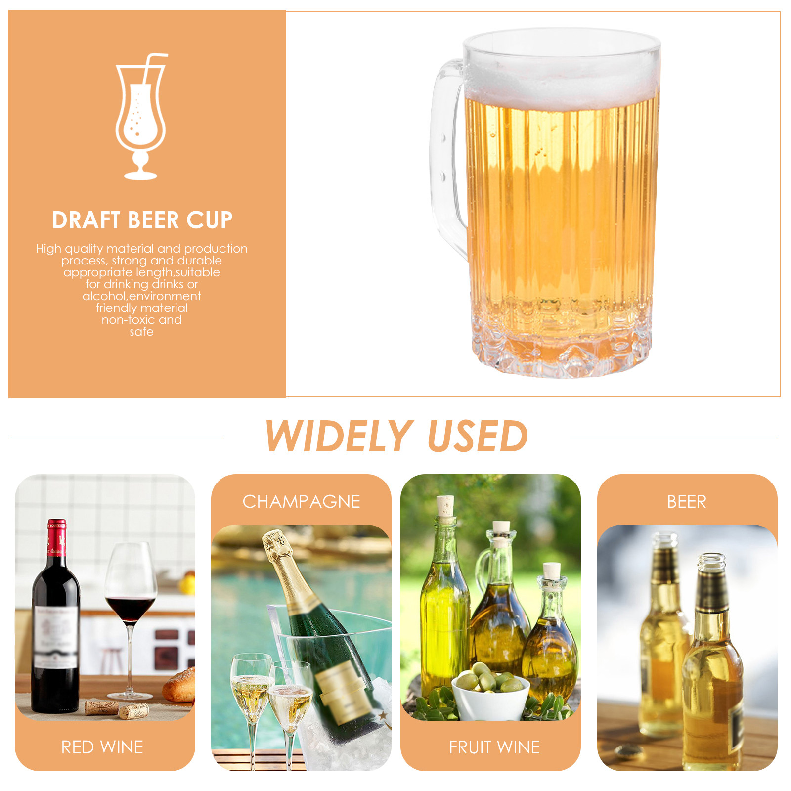 2Pcs 500Ml High-Quality Plasti - Beer Mug Handled 评论和价格