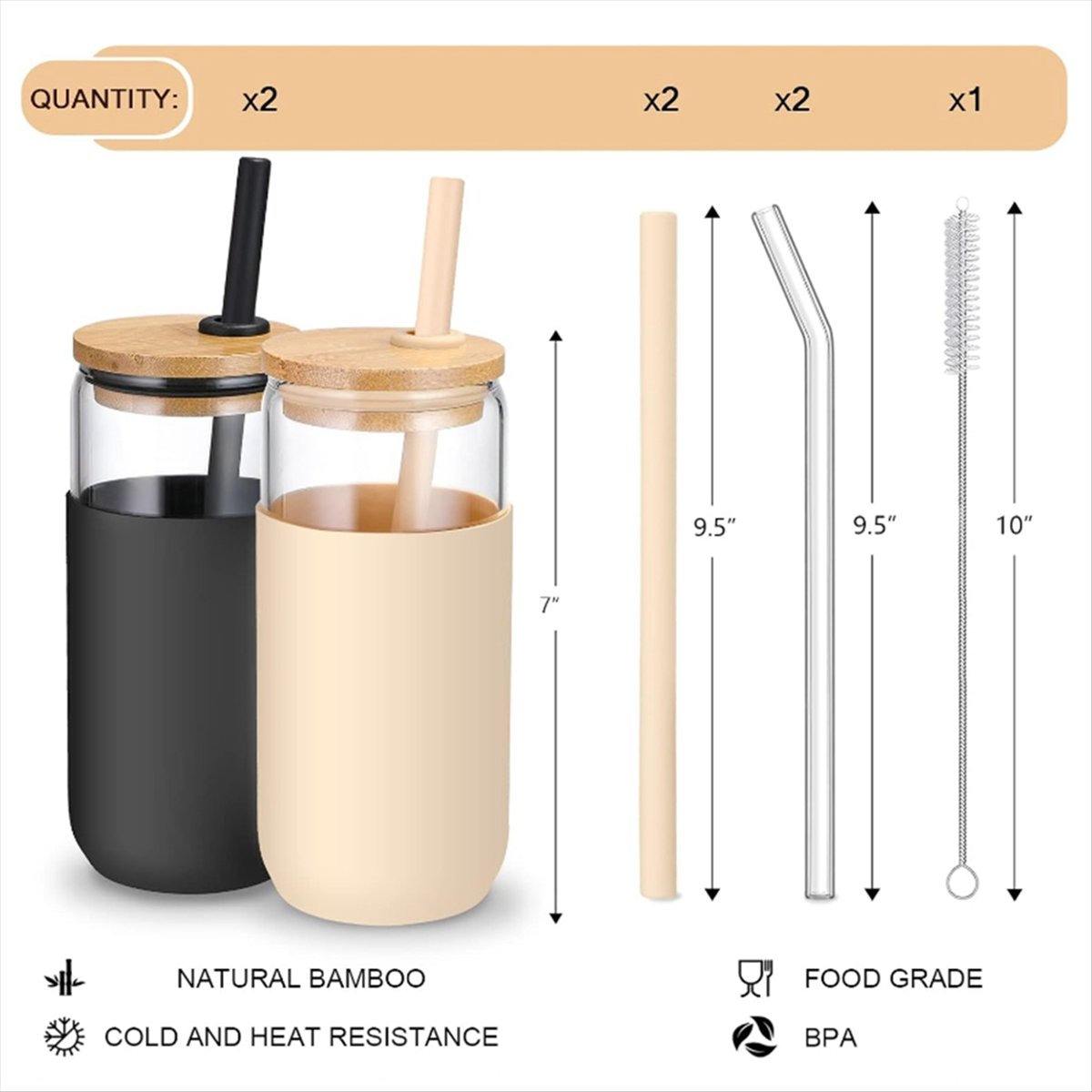 2Colors 20 OZ Glass Cups with  - Beer & Wine Grab 评论和价格