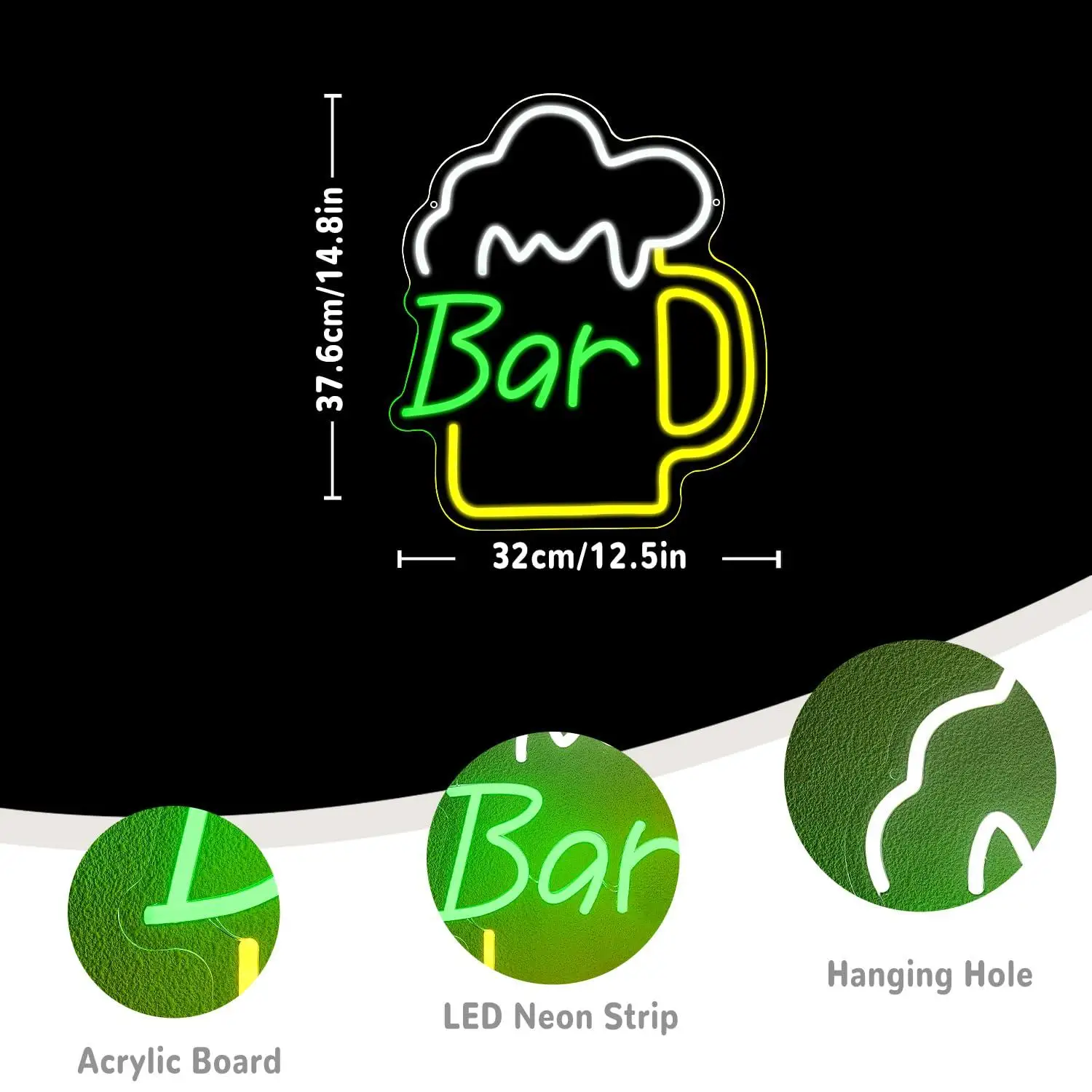 Beer Bar Neon Sign USB Dimmabl - Beer & Wine Grab 评论和价格